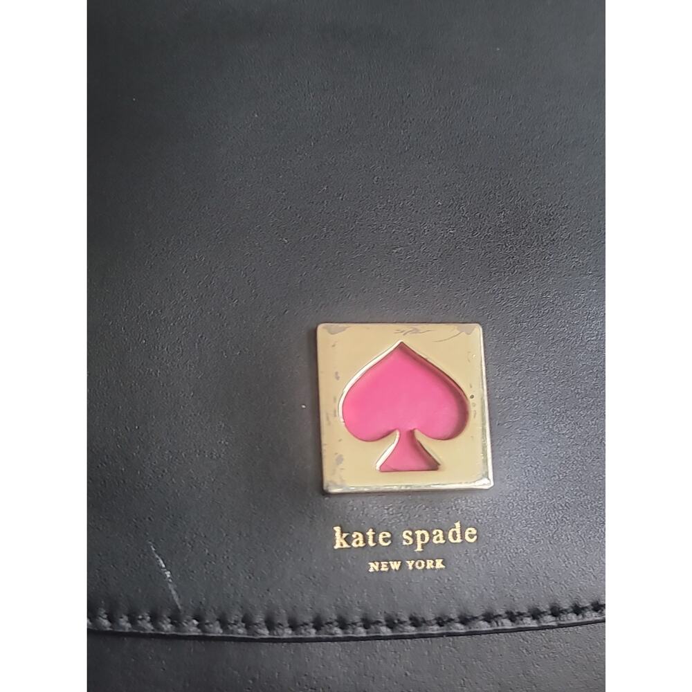 Kate Spade New York Doreen Black Leather Logo Flap Closure Crossbody Bag Pink - Picture 5 of 16